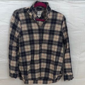 J crew half button up plaid shirt